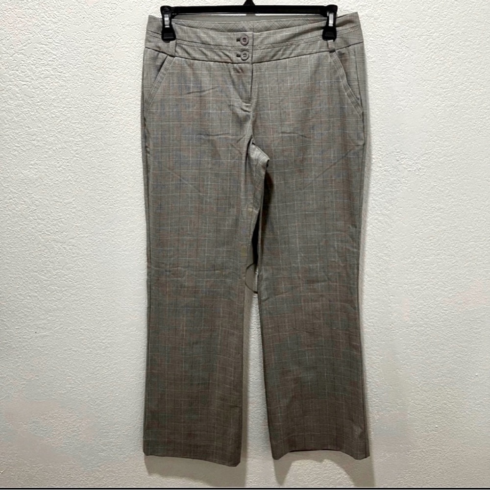 First Option Grey Striped Office Dress Wide Leg Trouser Pants
